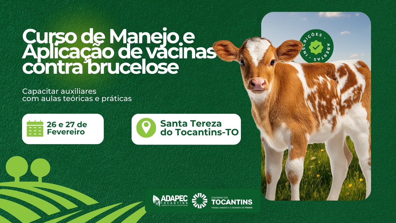Adapec abre inscrições em Santa Tereza e Ananás para curso de Manejo e Aplicação de Vacinas contra Brucelose.
