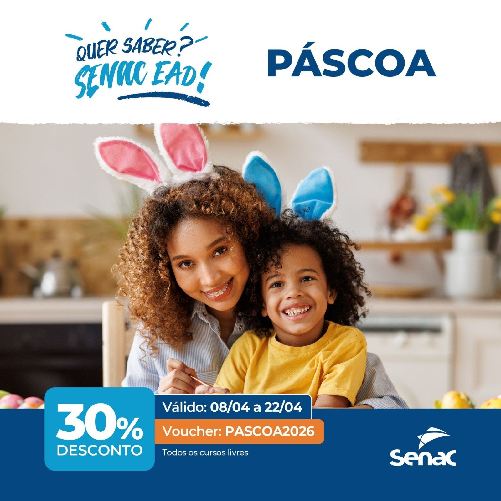 Senac EAD com 30% de desconto em cursos livres sem exceção, em abril!