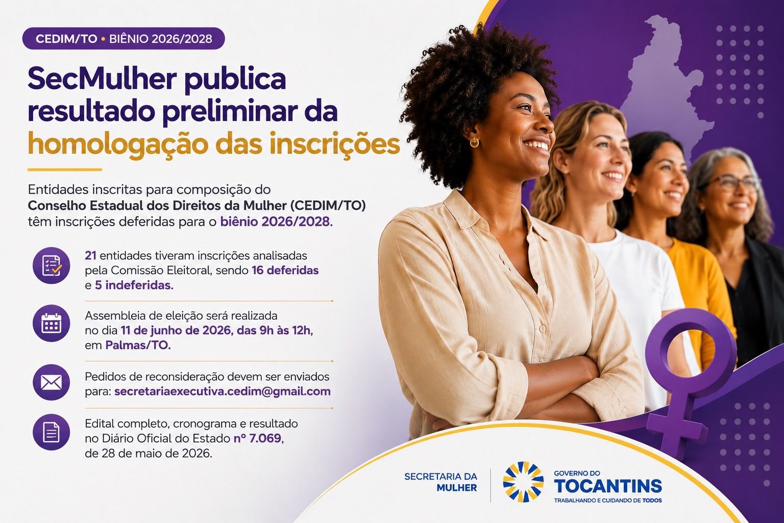 Governo do Tocantins avança no processo eleitoral do Cedim/TO e amplia participação da sociedade civil nas políticas para mulheres